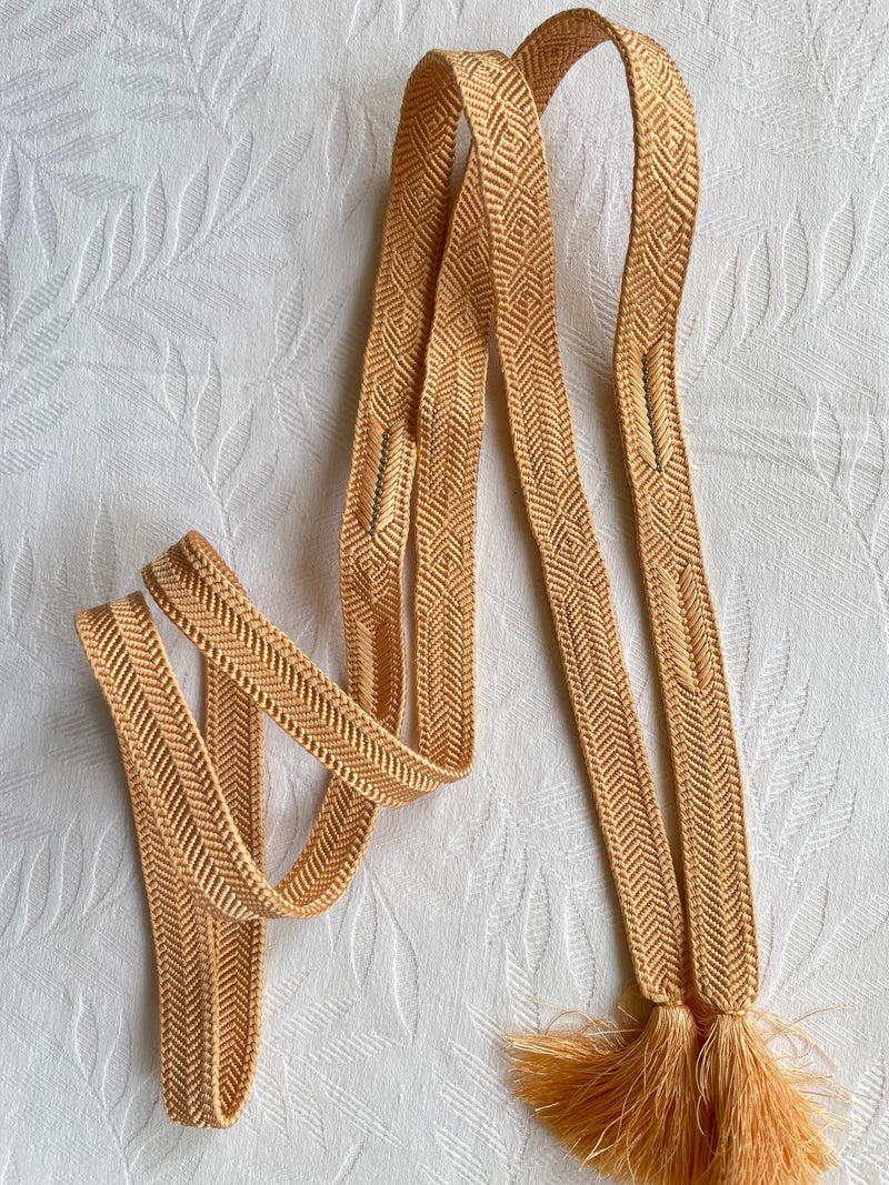 Obijime Belt Flat Beige Apricot in Silk
