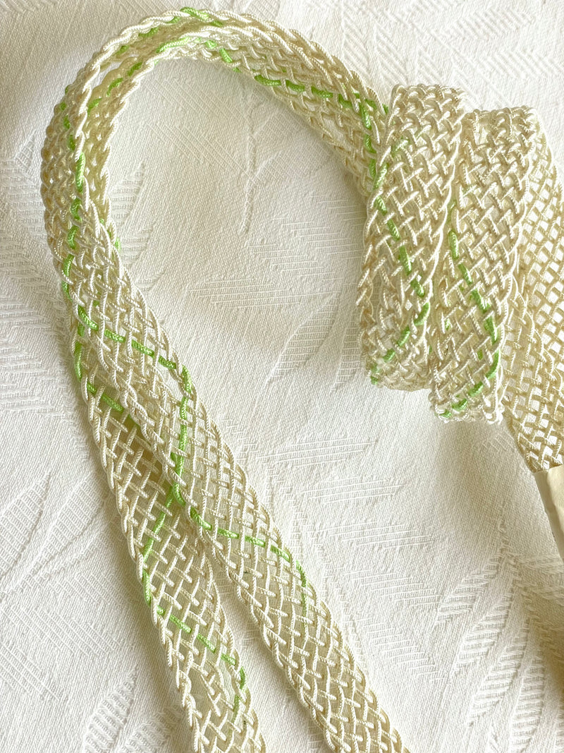 Obijime Belt Summer Braid White and Neon Green in SIlk