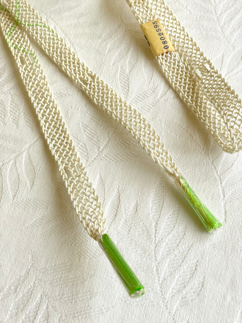 Obijime Belt Summer Braid White and Neon Green in SIlk