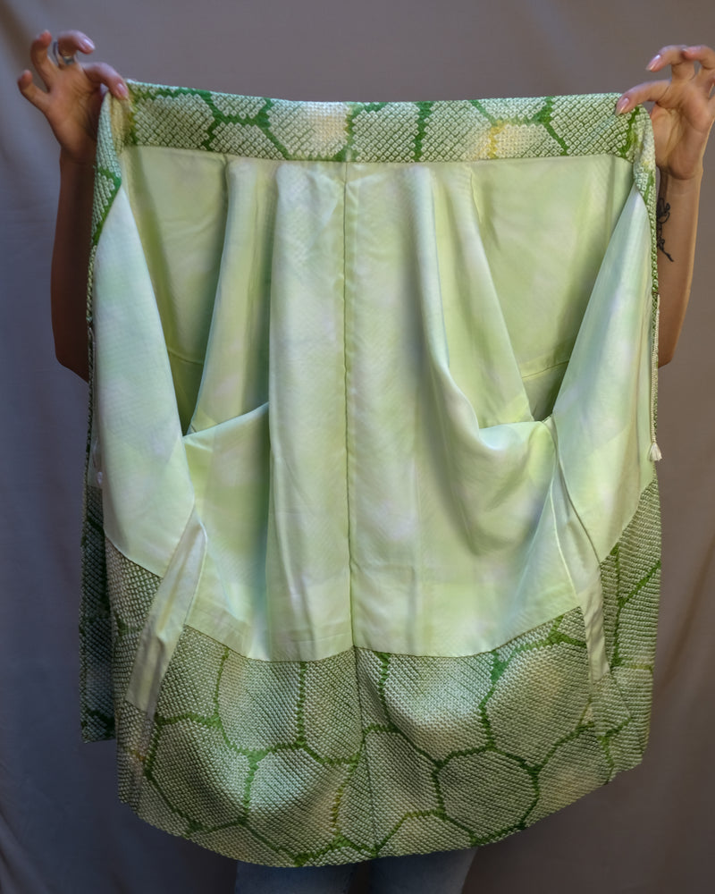 Haori Turtle Shell in Green Shibori Technique