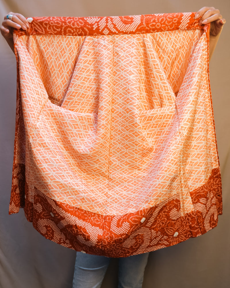 Haori Jacket Shibori Technique Orange in Silk