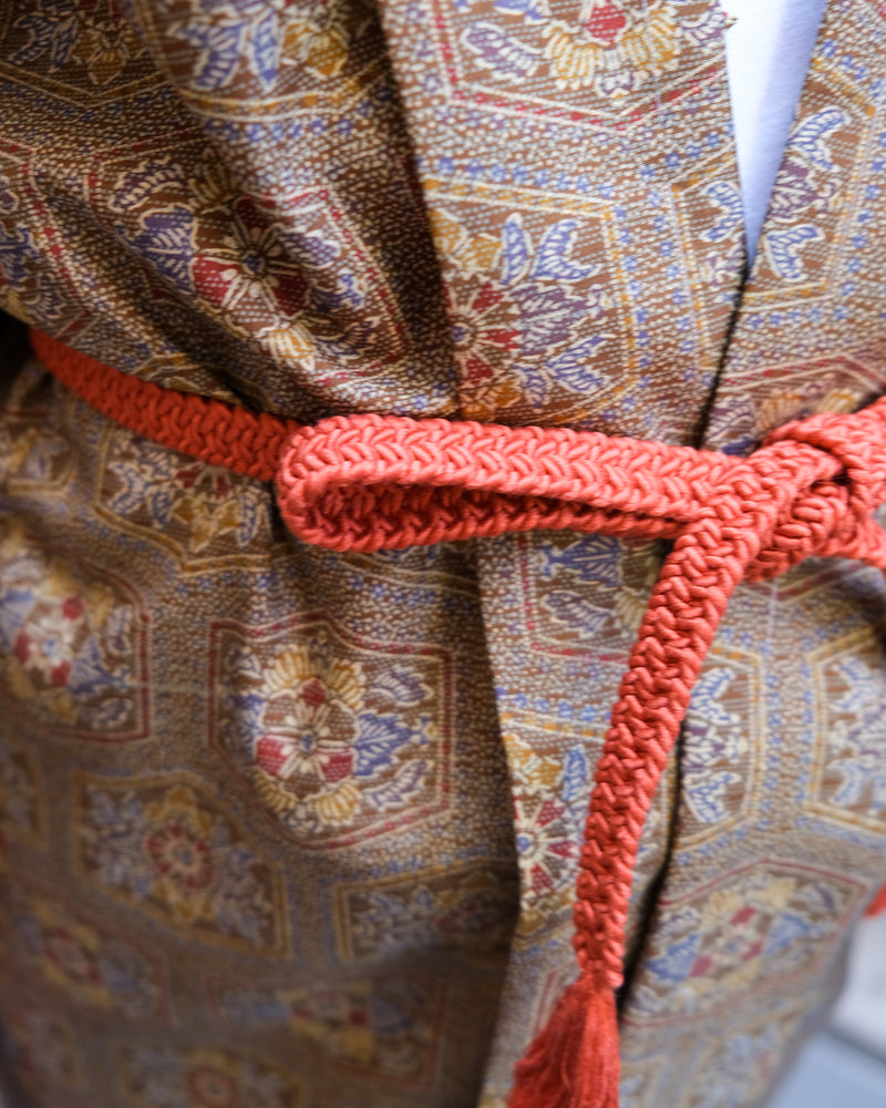 Haori Jacket Silk in Moss Green Tiles