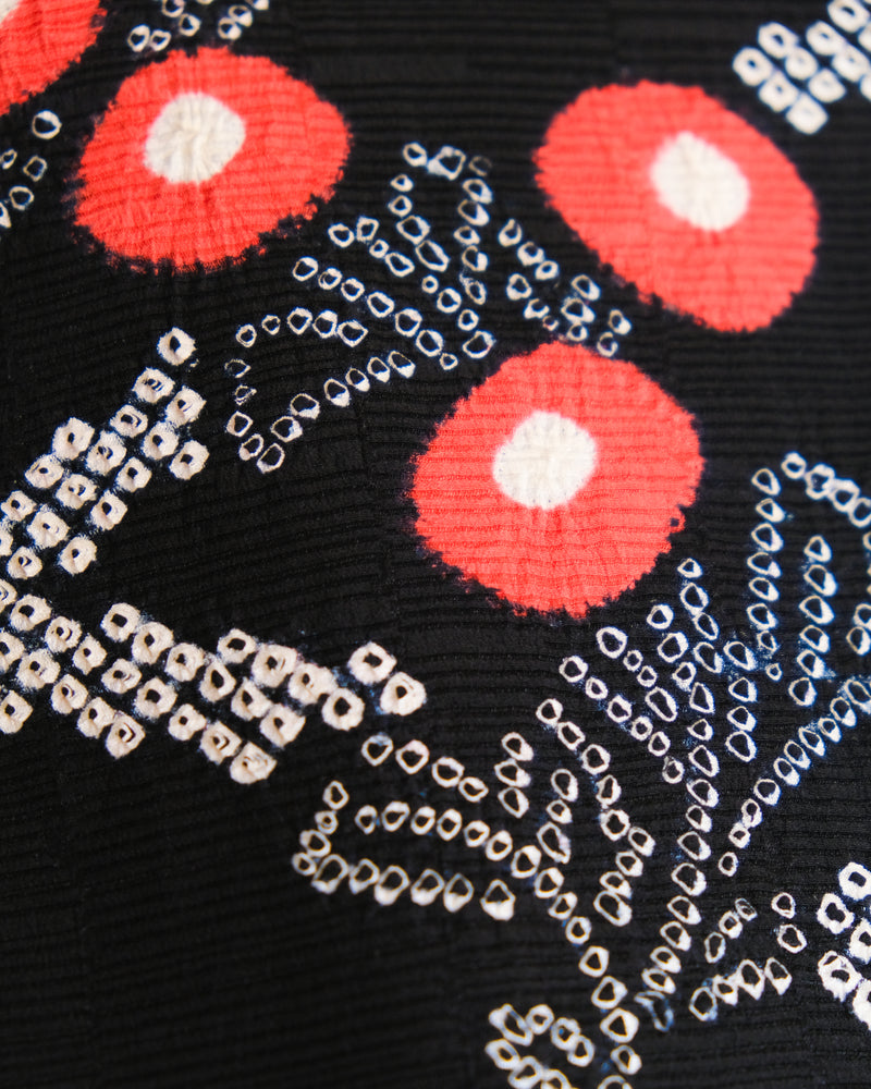 Haori Jacket Black with Shibori Flowers
