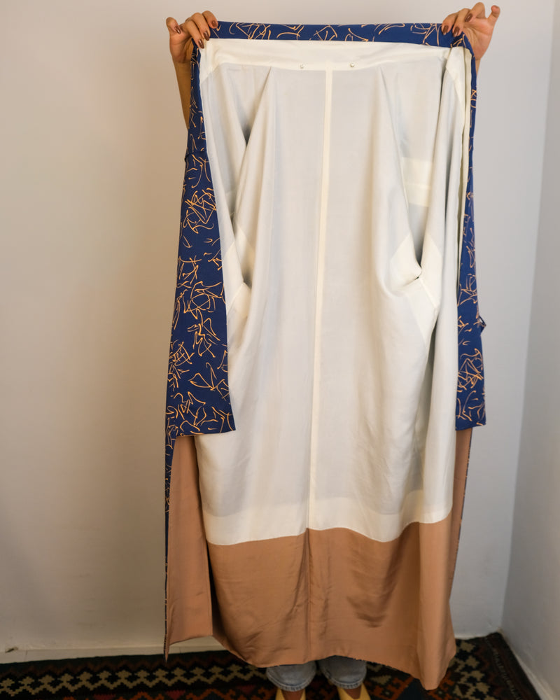 Kimono Dark Blue Calligraphy in Silk
