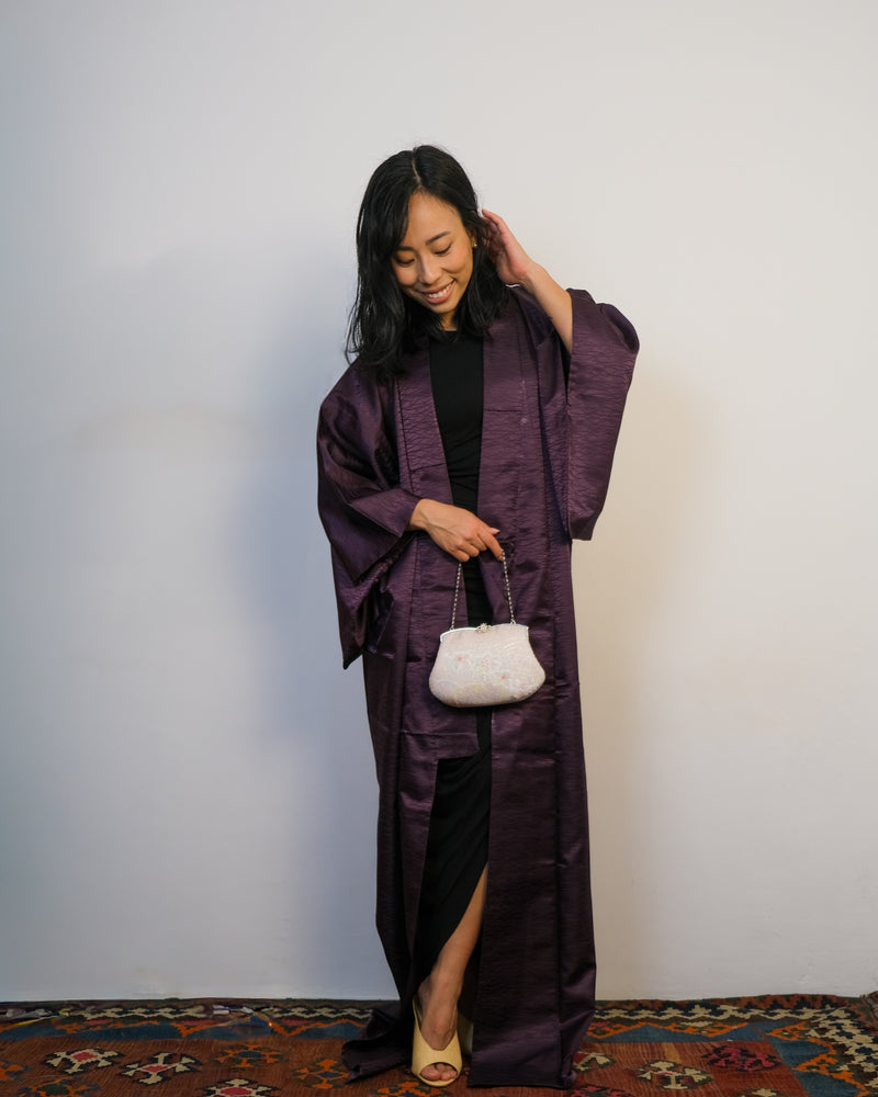 Kimono Dark Purple in Single Layer SIlk