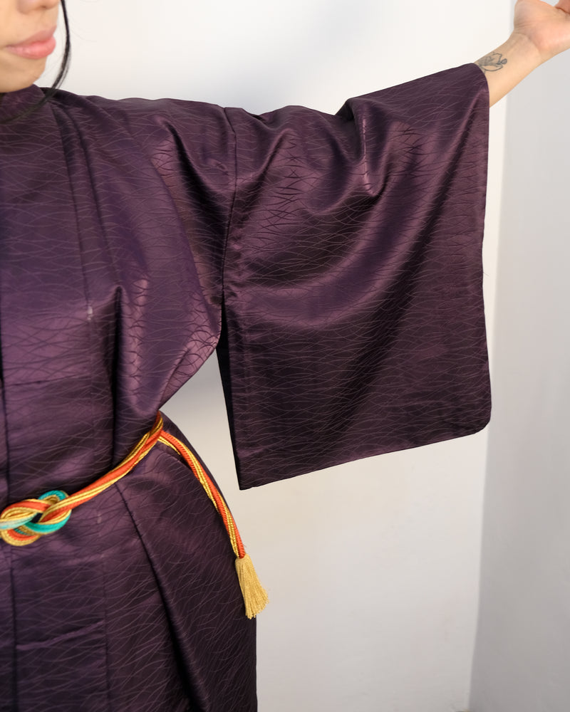 Kimono Dark Purple in Single Layer SIlk