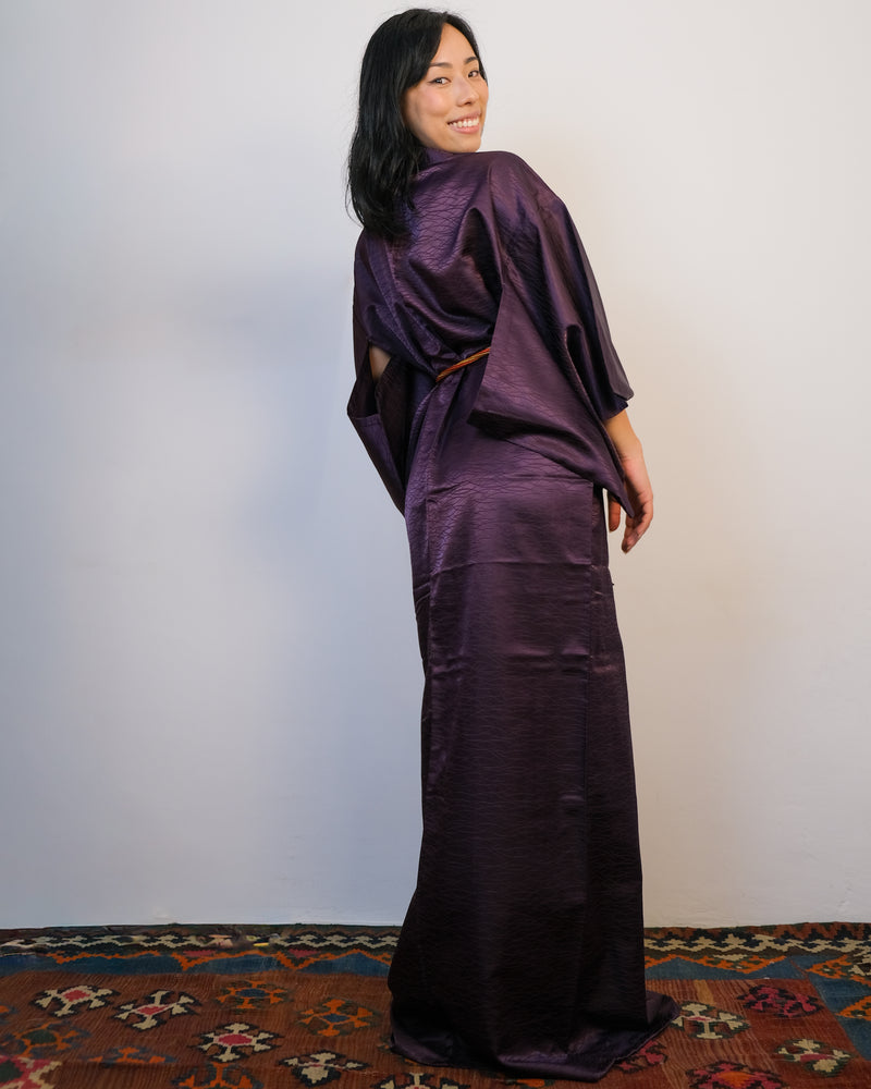 Kimono Dark Purple in Single Layer SIlk