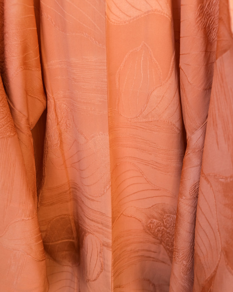 Haori Salmon with Textures and Kamon in Silk