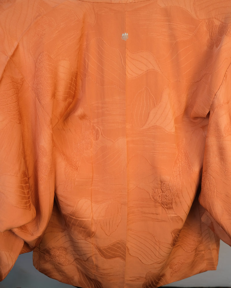 Haori Salmon with Textures and Kamon in Silk
