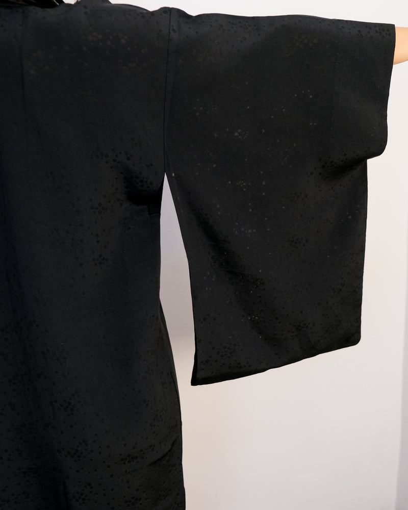 Haori Black with Sheer Blubble Patters in Silk