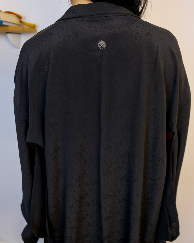 Haori Black with Sheer Blubble Patters in Silk