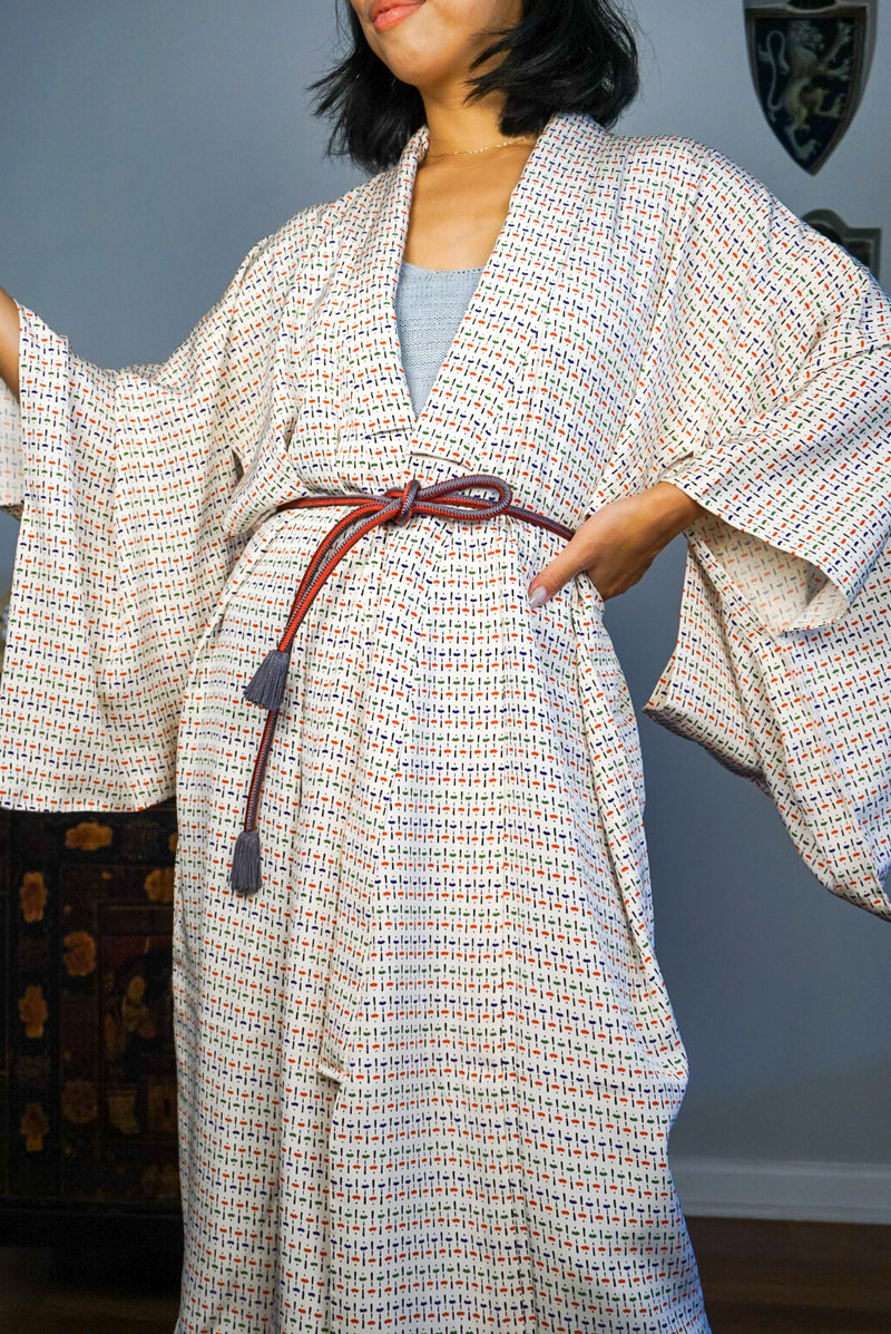 Kimono Single Layer Tiny fans in Silk