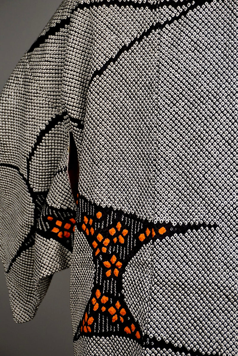 Haori in Shibori Black with Red Art