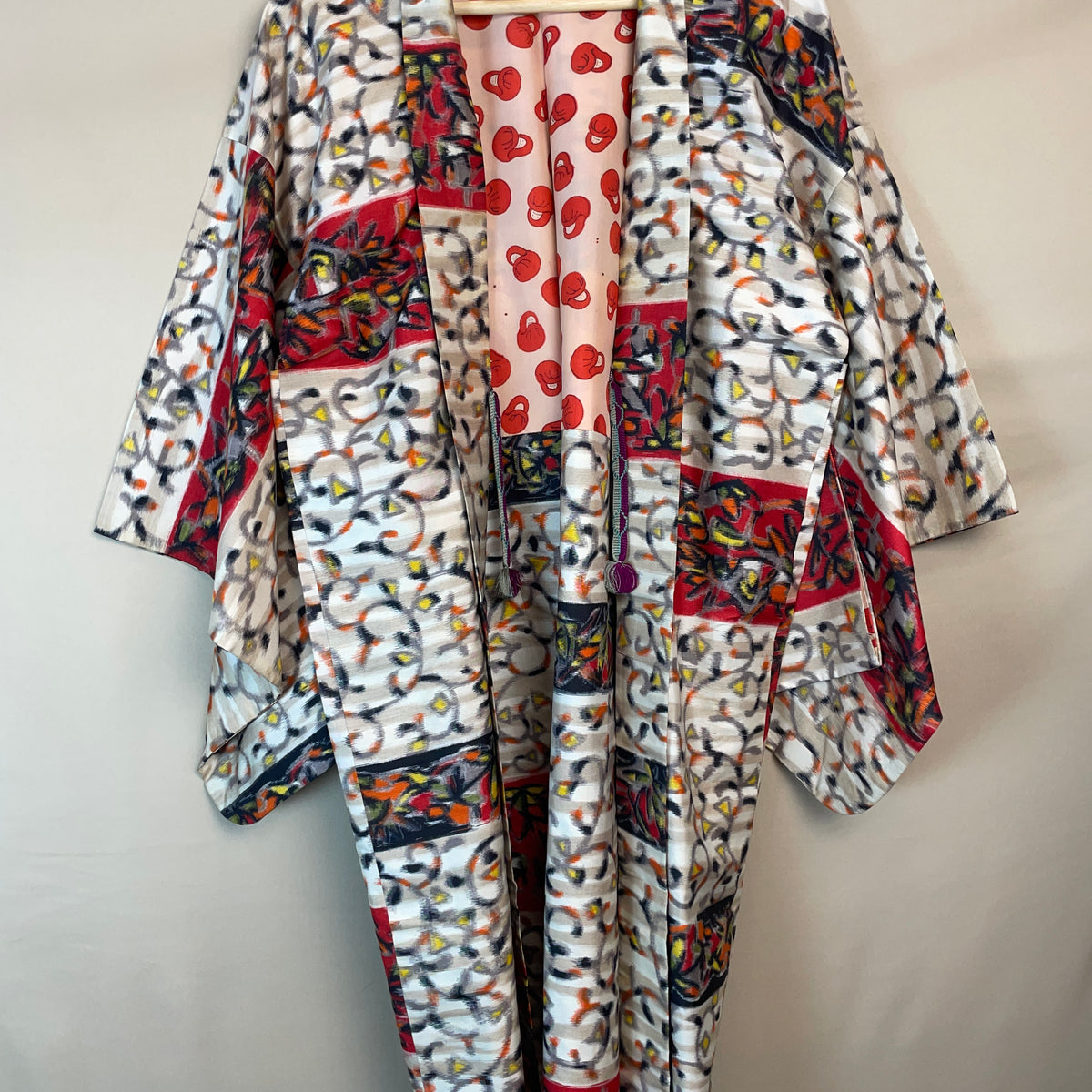 Haori Meisen Tsumugi Colorful Branches in Silk