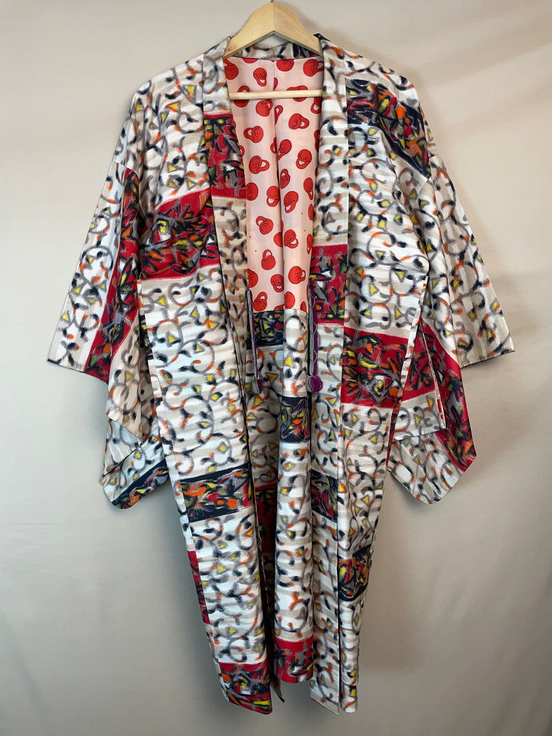 Haori Meisen Tsumugi Colorful Branches in Silk