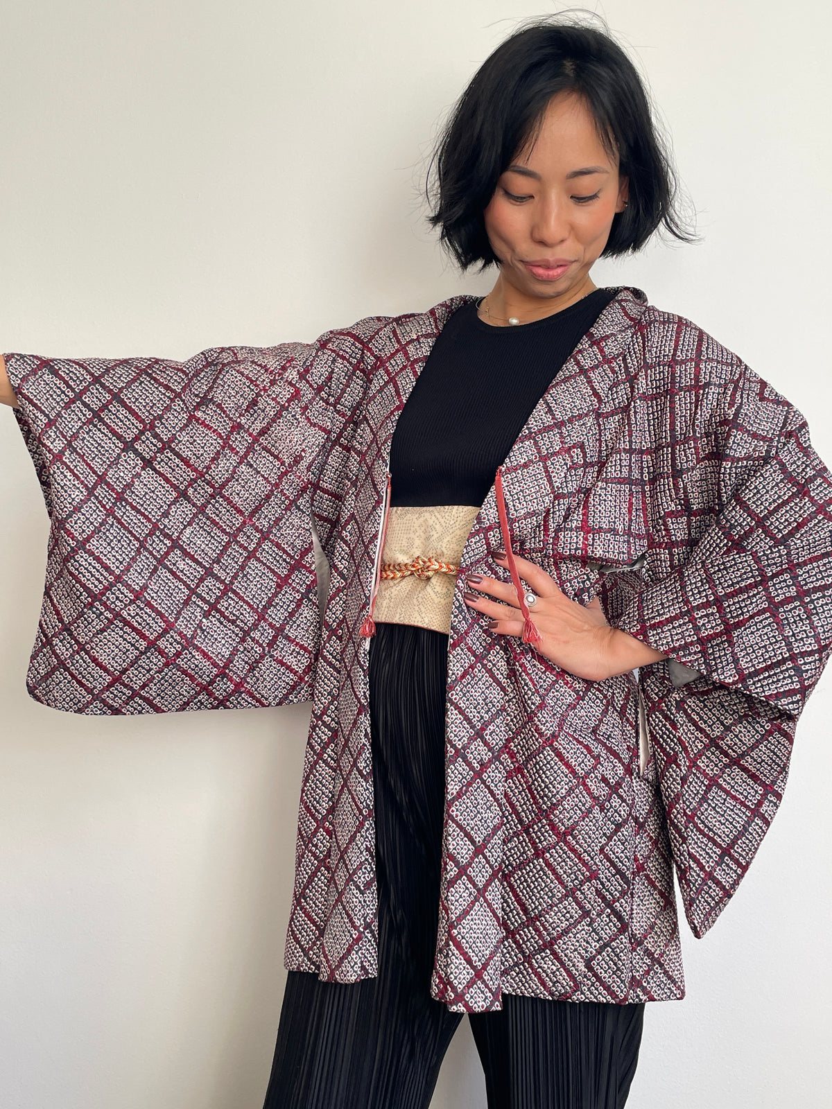 Haori in Shibori Technique Purple Silk
