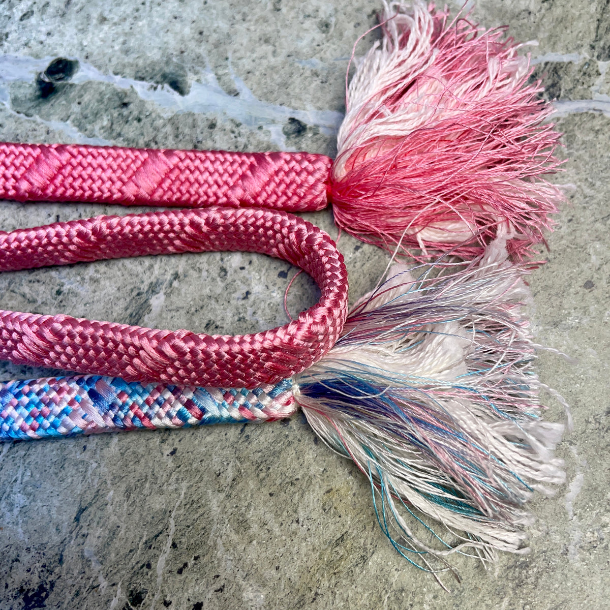 Obijime Belt Flat Blue and Pink Ombre in Silk
