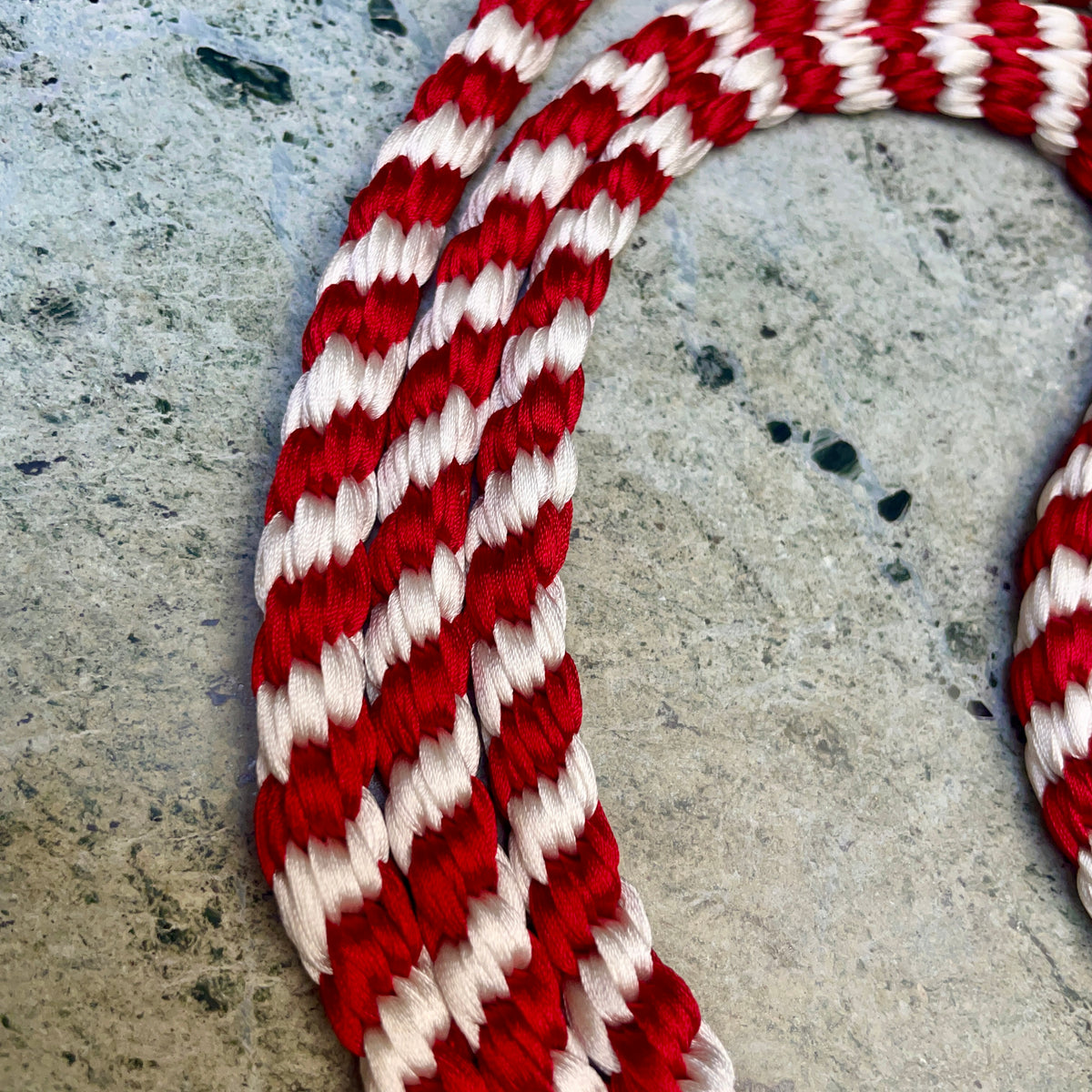 Obijime Belt Round Braided Peppermint Red White