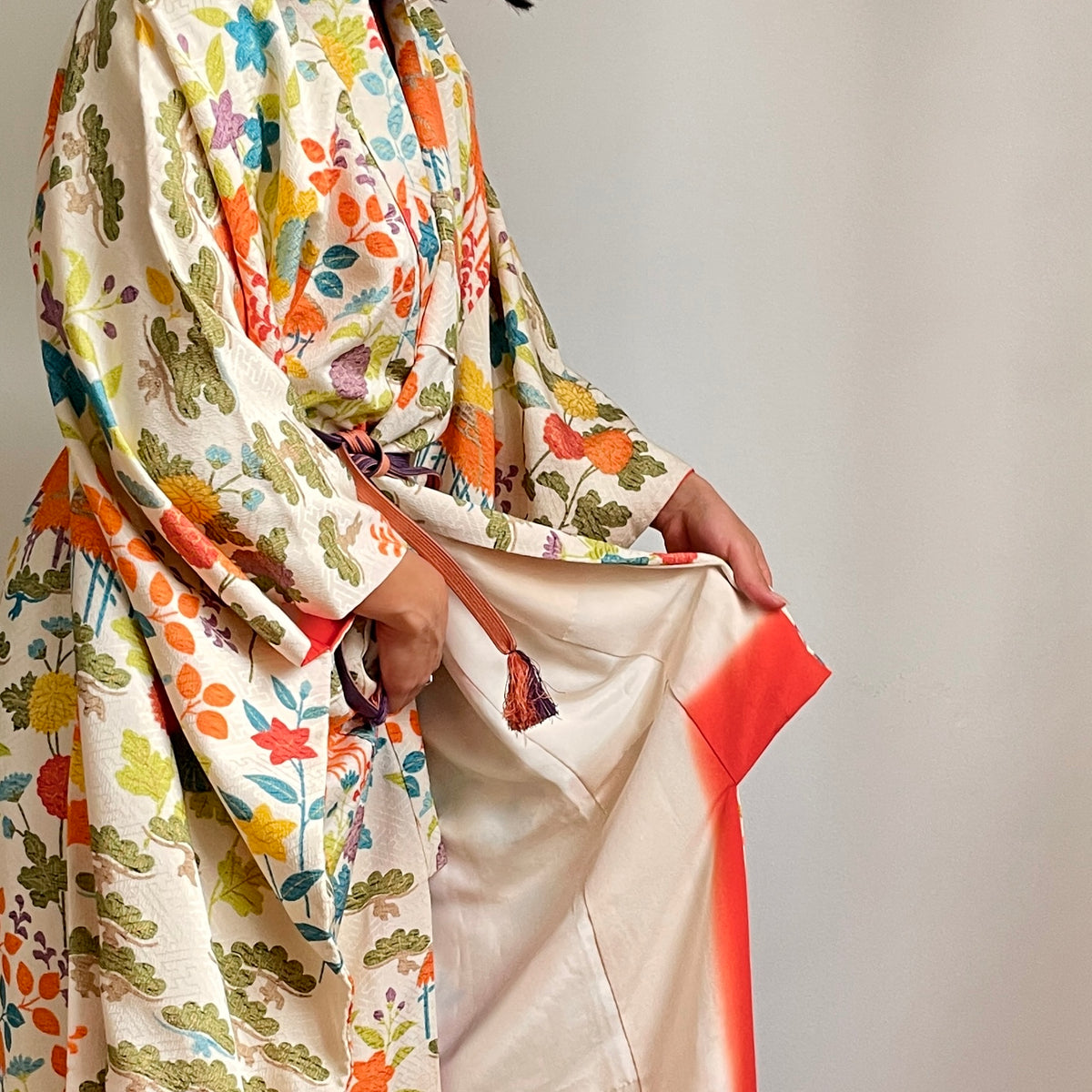 Kimono Furisode Japanese Spring Garden in Silk