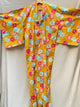 Yukata Kimono in Ochre Yellow Gold with Flowers in Cotton
