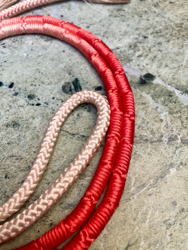 Obijime Belt Round Pink and White Ombre in Silk