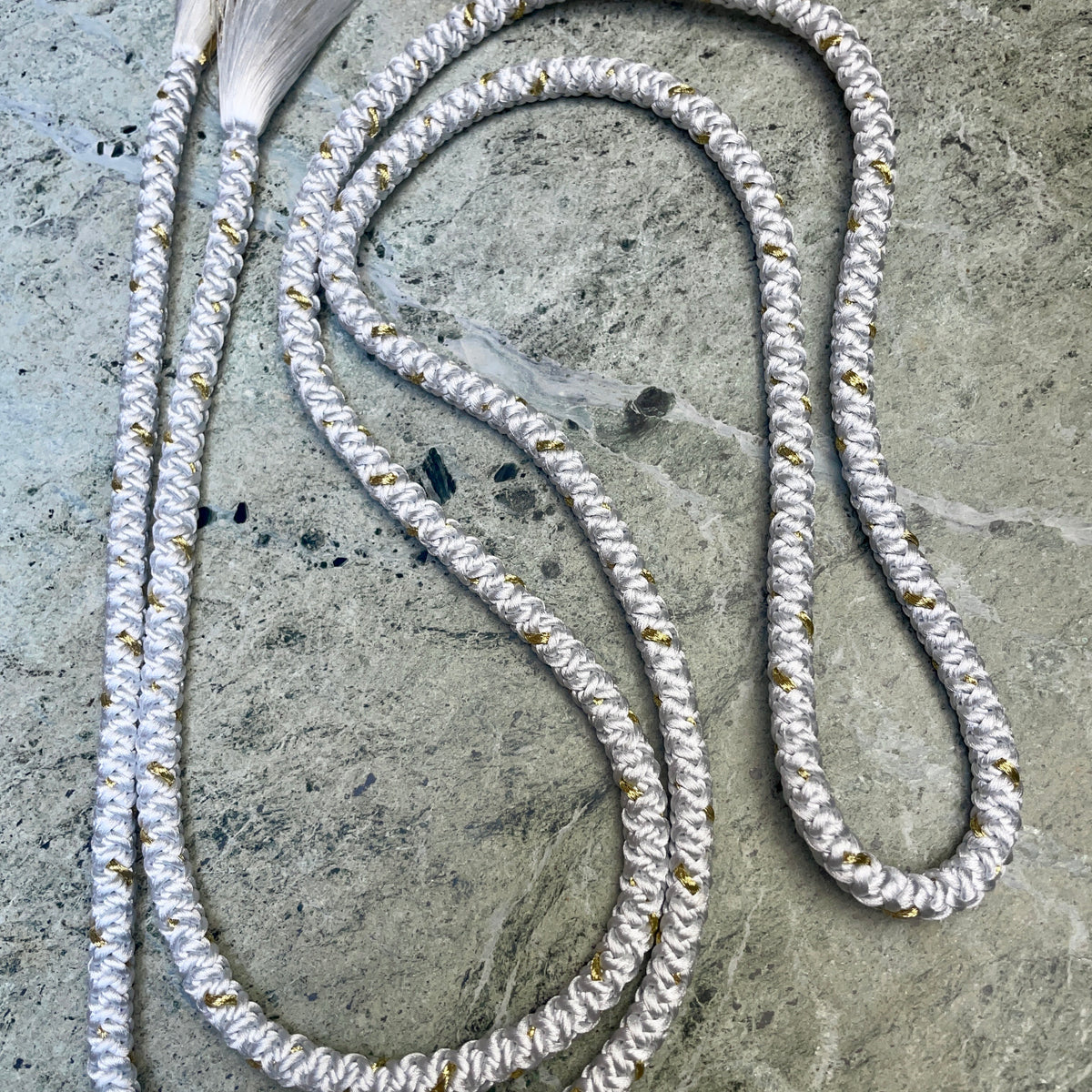 Obijime Round Braided Pale Blue with Gold in Silk