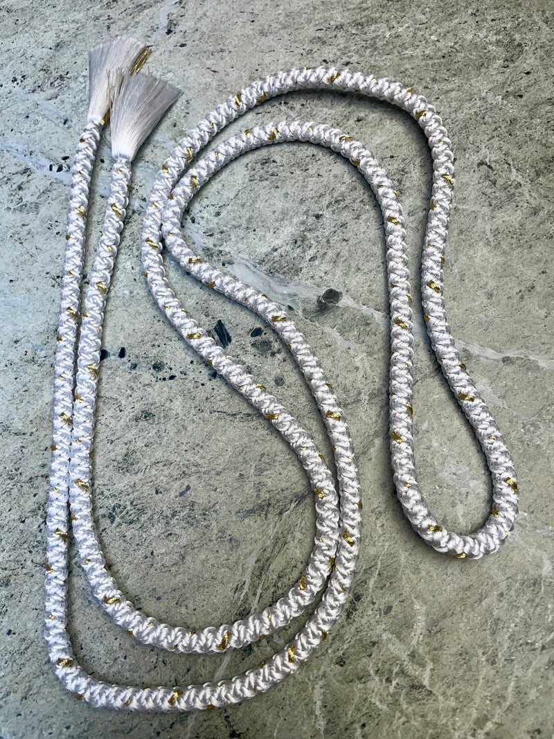 Obijime Round Braided Pale Blue with Gold in Silk