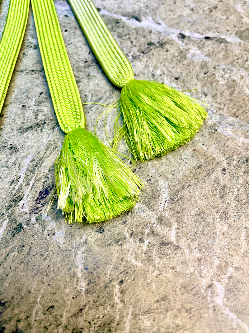 Obijime Belt Flat Lime Green and White