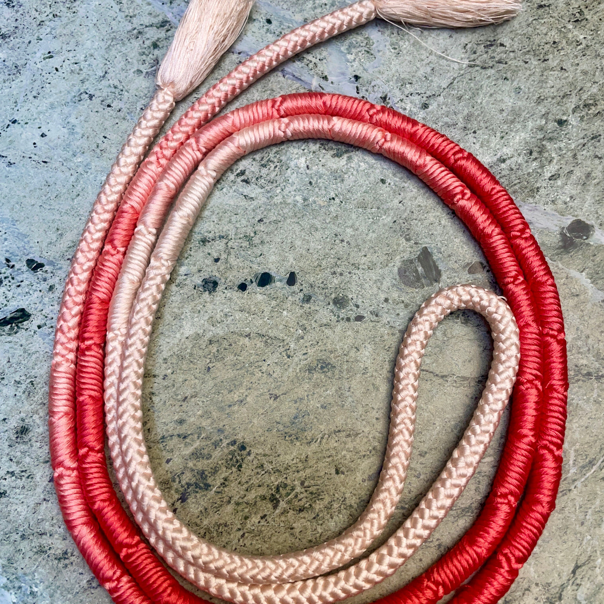 Obijime Belt Round Pink and White Ombre in Silk