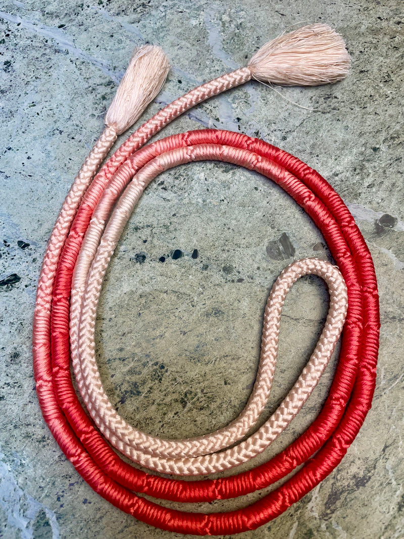 Obijime Belt Round Pink and White Ombre in Silk