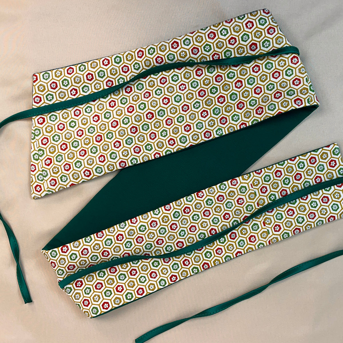 Asymmetrical Belt Made from Kimono Silk Fabric Flowers