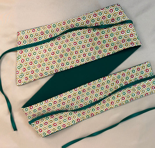 Asymmetrical Belt Made from Kimono Silk Fabric Flowers