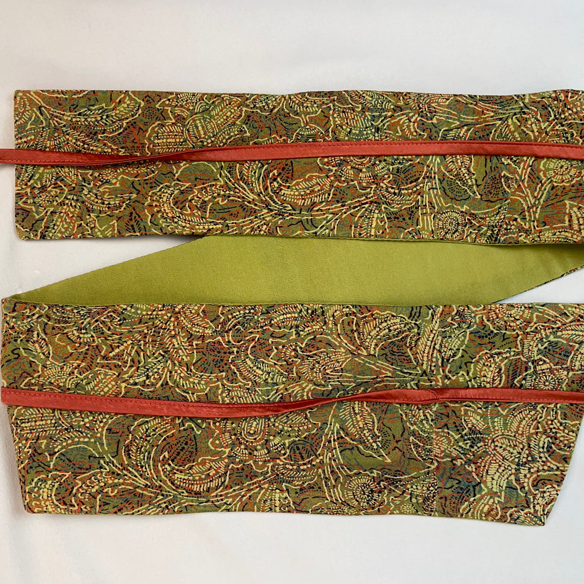 Asymmetrical Belt Made from Kimono Silk Fabric Green