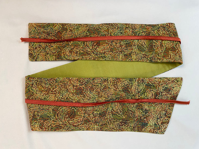 Asymmetrical Belt Made from Kimono Silk Fabric Green