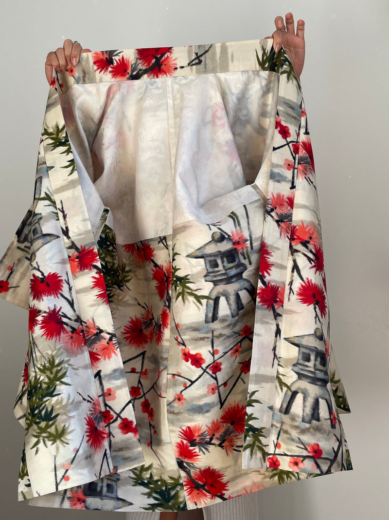 Haori Meisen Antique Japanese Garden in Silk