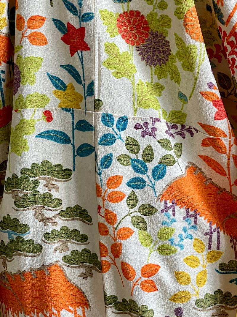 Kimono Furisode Japanese Spring Garden in Silk