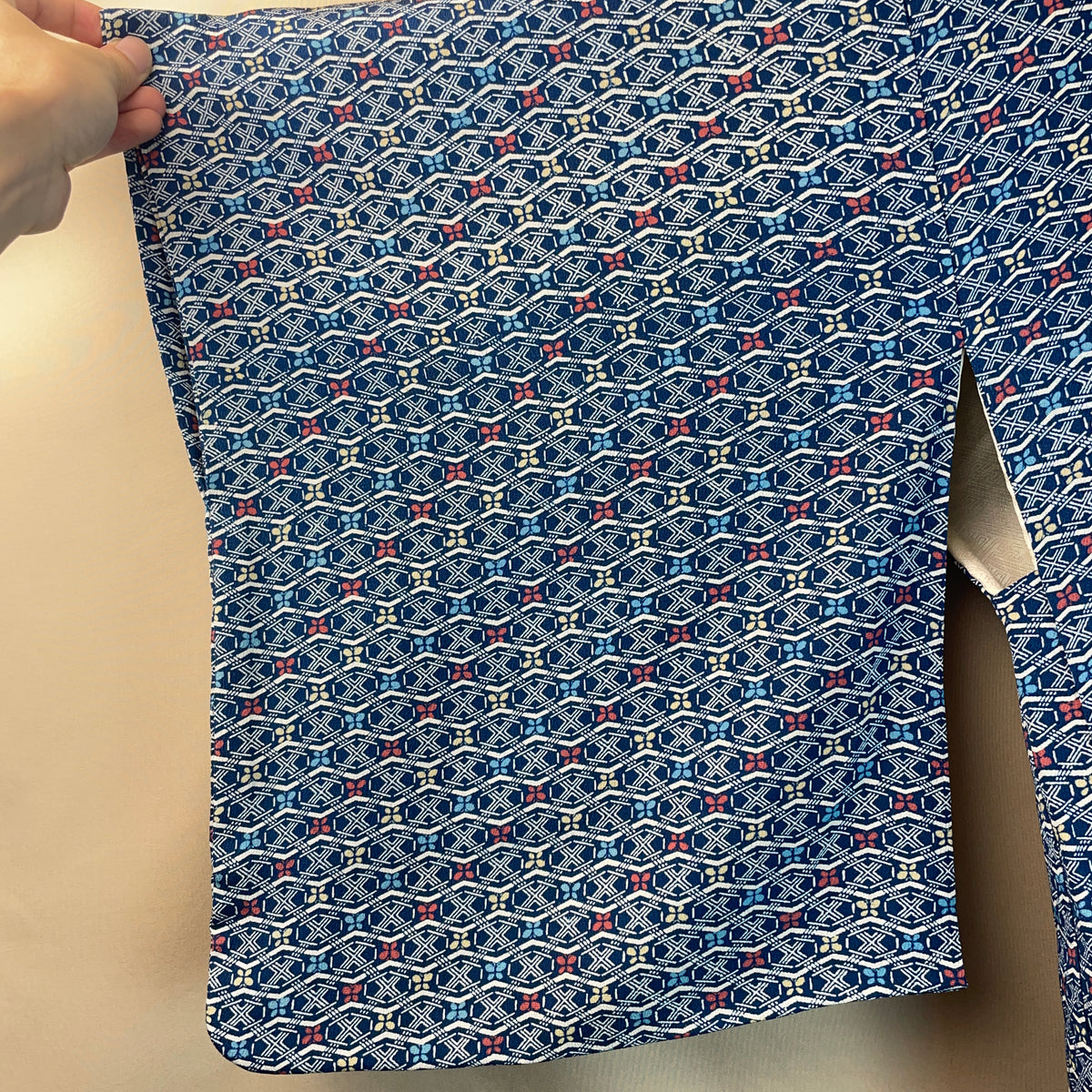 Haori Blue with Geometric Butterflies