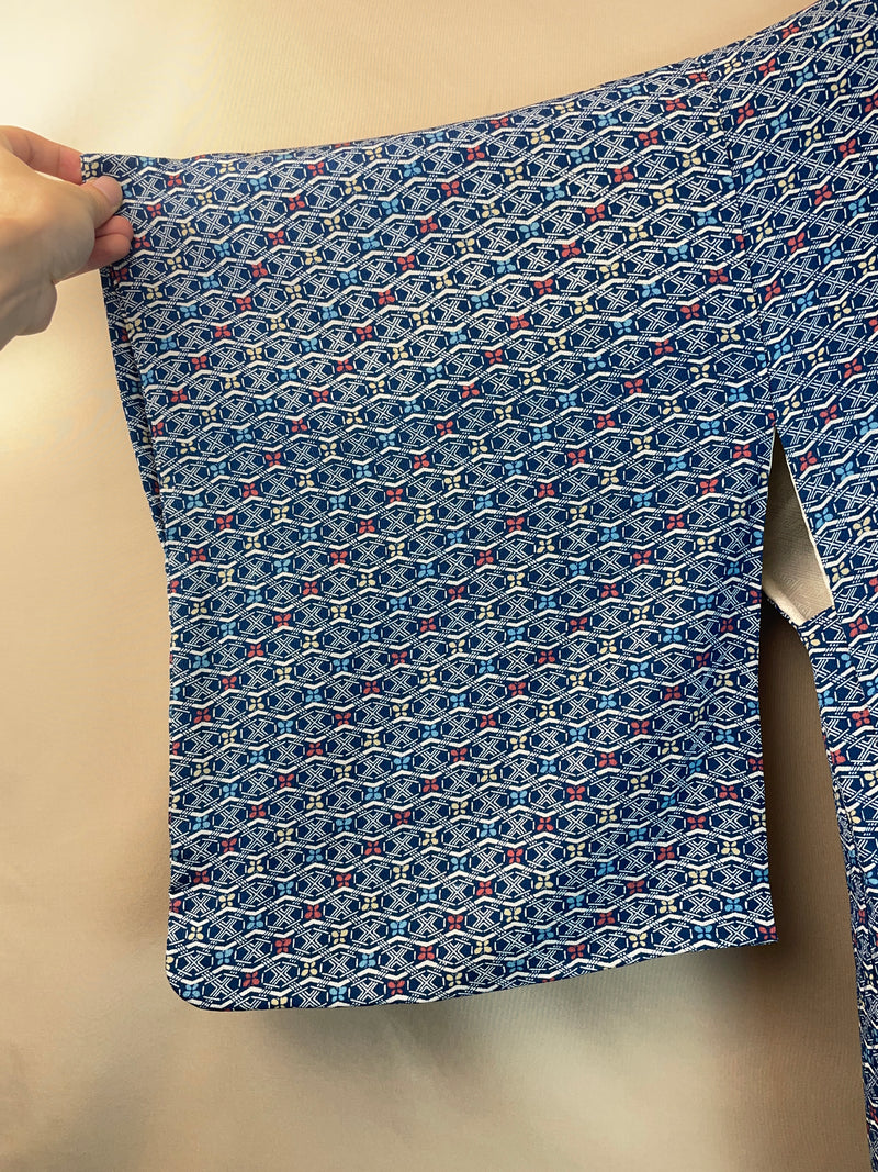 Haori Blue with Geometric Butterflies