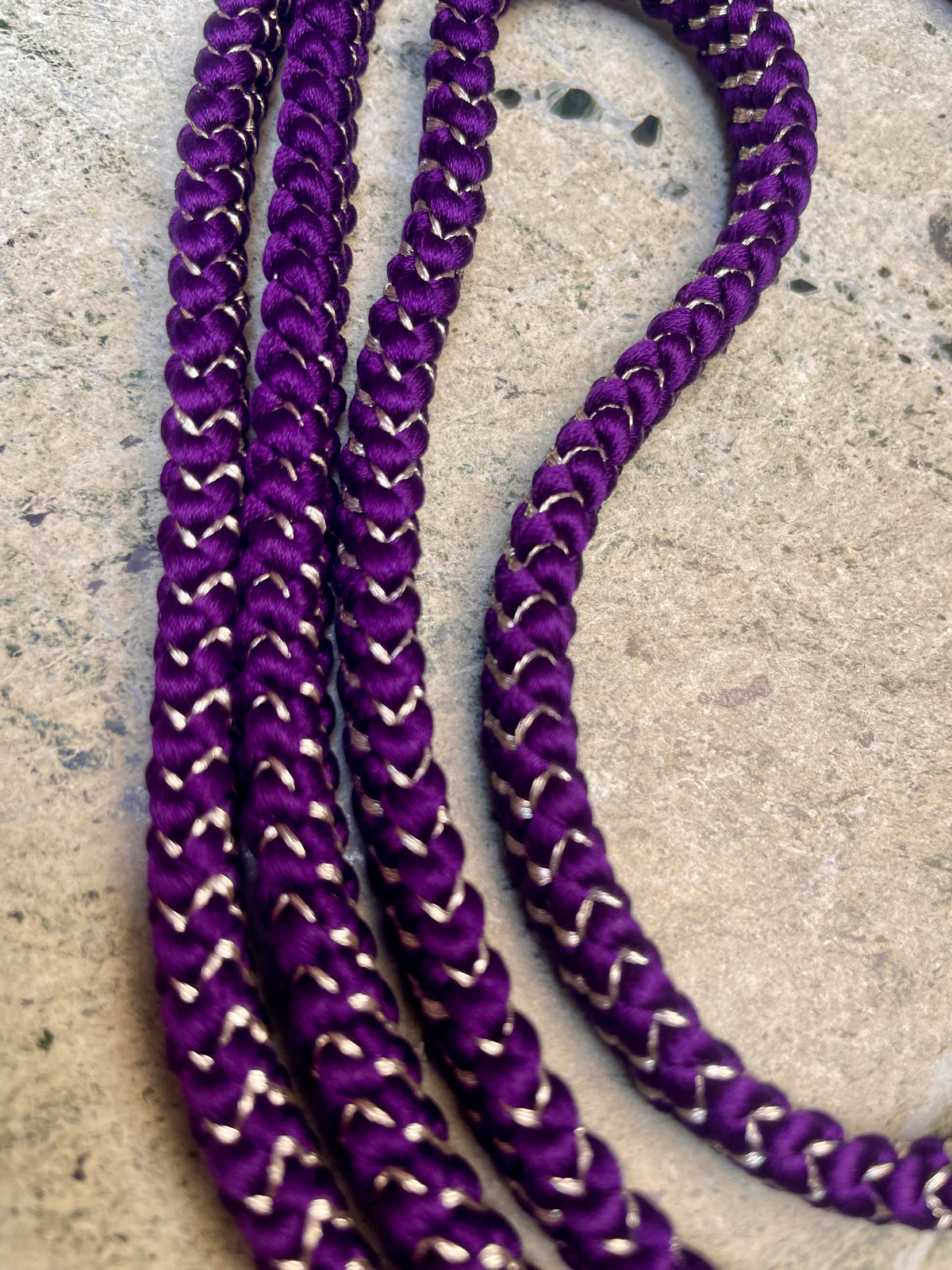 Obijime Belt Flat Braided Deep Purple with Gold in Silk