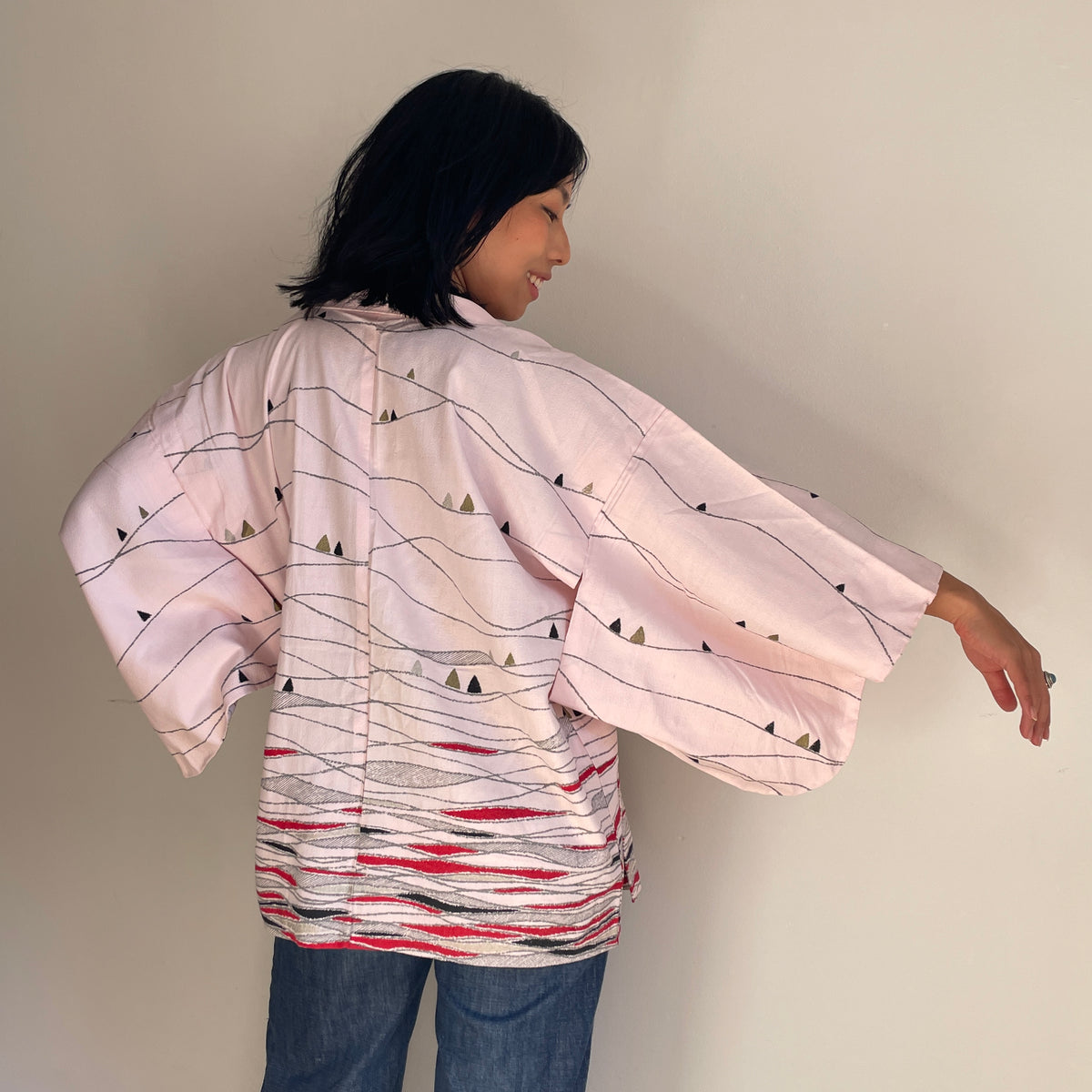 Haori Pastel Pink Crayon in Mixed Silk