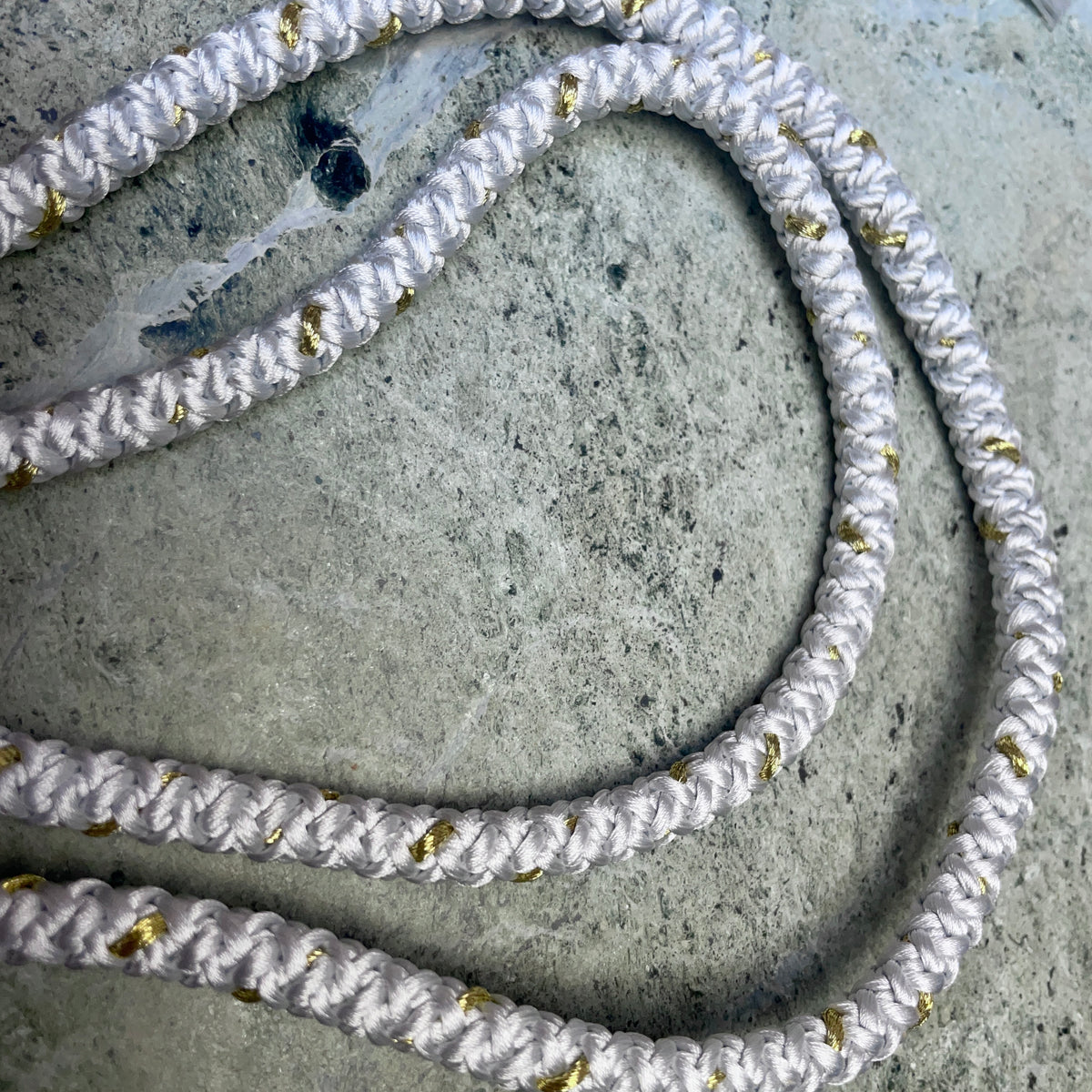 Obijime Round Braided Pale Blue with Gold in Silk