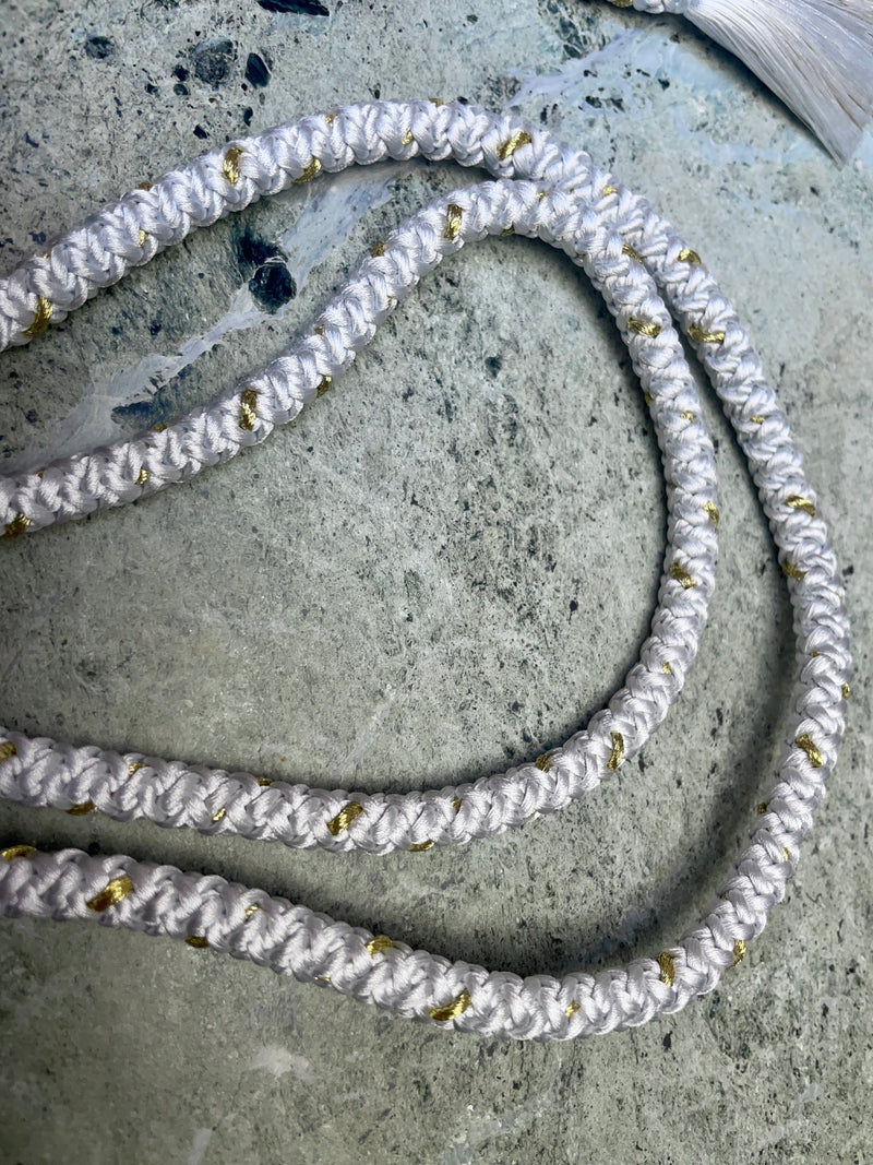 Obijime Round Braided Pale Blue with Gold in Silk