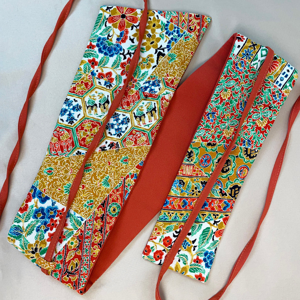 Asymmetrical Belt Made from Kimono Silk Fabric Jardin
