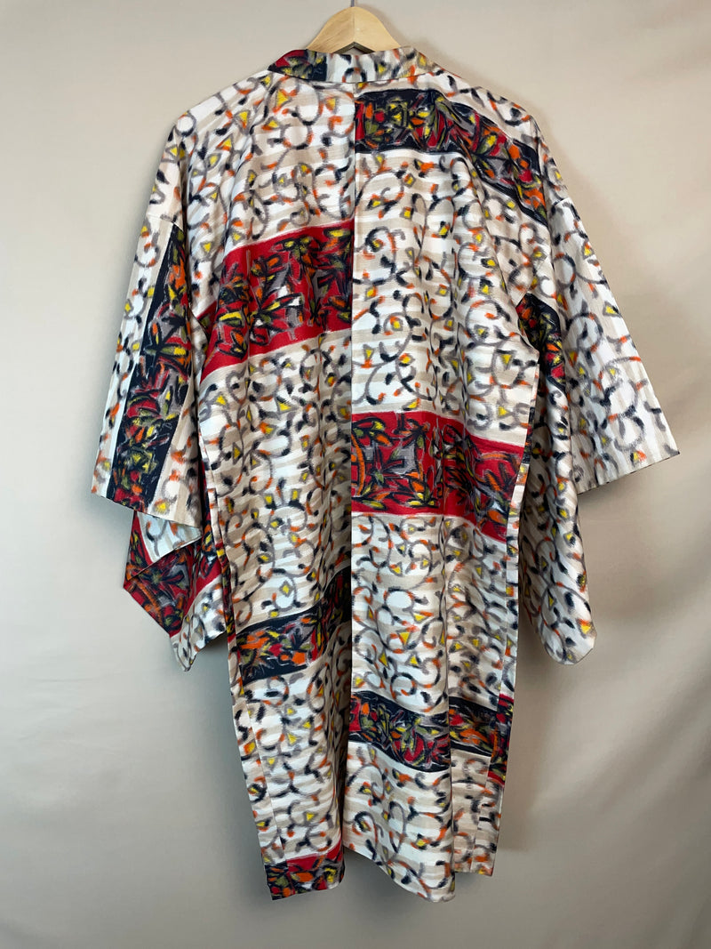 Haori Meisen Tsumugi Colorful Branches in Silk