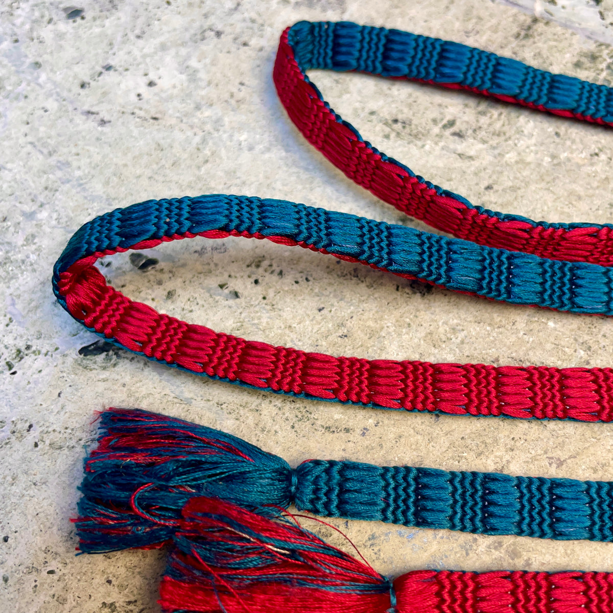 Obijime Belt Flat Red and Blue in Silk