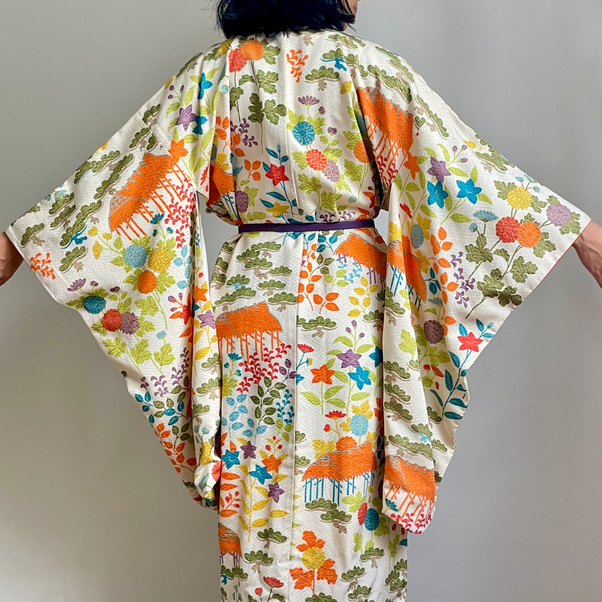 Kimono Furisode Japanese Spring Garden in Silk