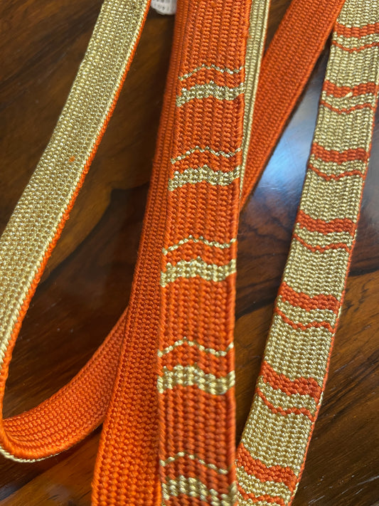 Obijime Double Sided Orange and Gold in Silk