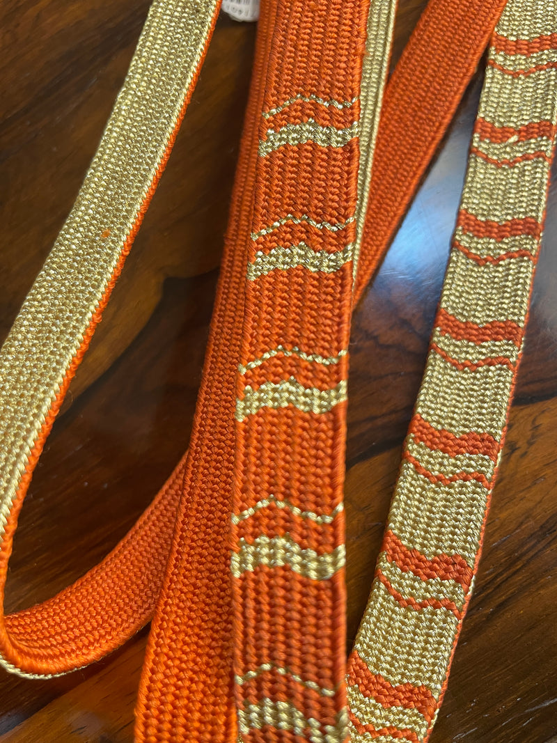 Obijime Double Sided Orange and Gold in Silk