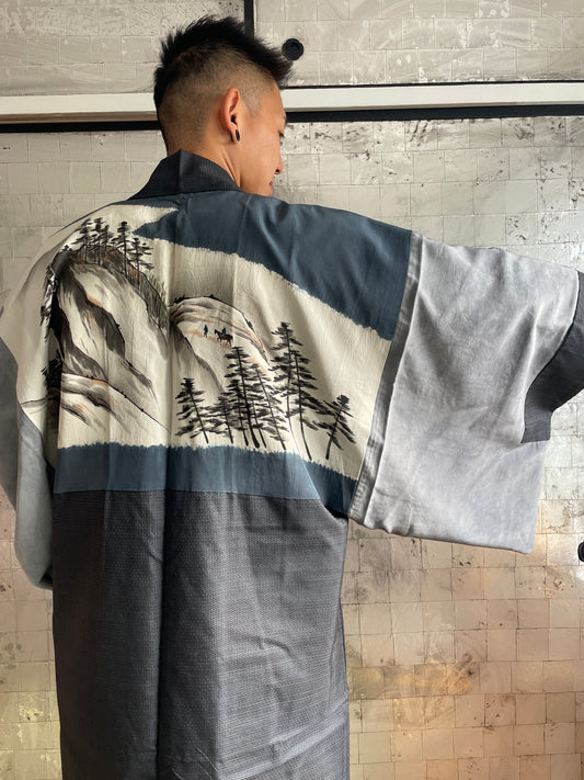 Mens Haori Jacket Oshima with Art Back