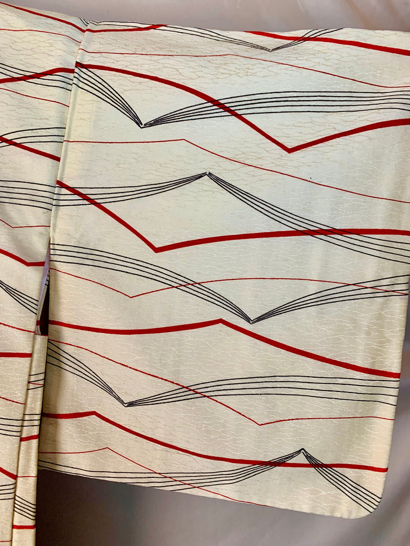 Haori Modern Art in Pale Yellow Silk